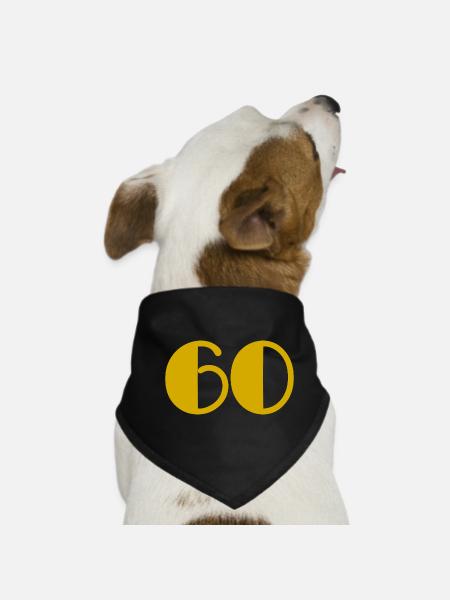 60. 60 JAHRE. 60-JÄHRIGES JUBILÄUM. 60. GEBURTSTAG. - Hunde-Bandana - Schwarz - Vorne