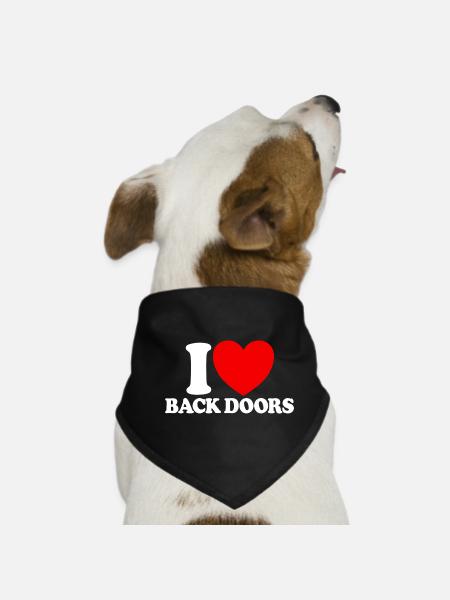 I Love Backdoors – Funny Men's Offensive - Dog Bandana - black - Front