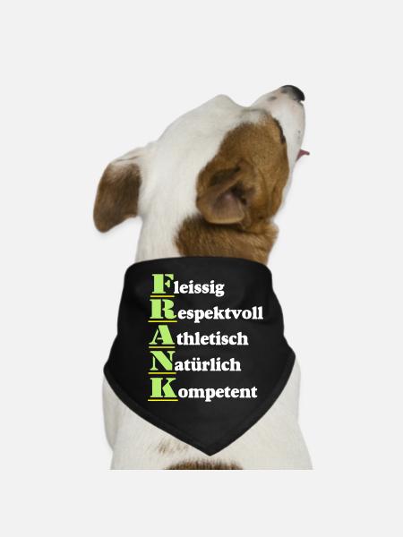 Frank , Vorname,Namensschild,Name,Fun Shirt (25) - Hunde-Bandana - Schwarz - Vorne