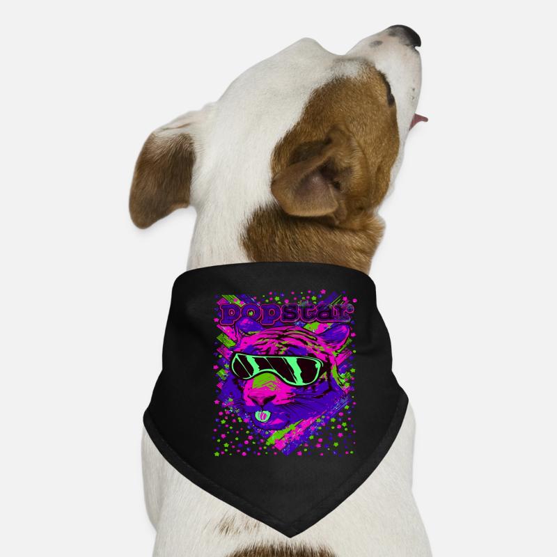 Popstar Neon Katzen Illustration Hunde-Bandana