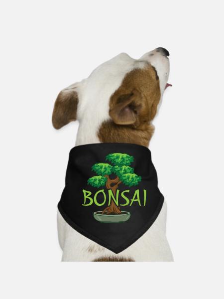 Bonsai in a pot - Dog Bandana - black - Front