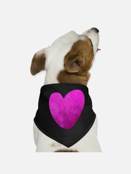 Herz pink Hochzeit Liebe Struktur Pärchen Love Fan - Hunde-Bandana - Schwarz - Vorne