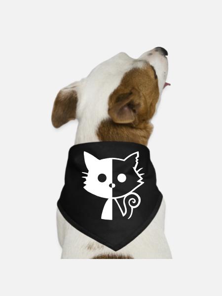 Chaton blanc yin et yang - Bandana pour chien - noir - Devant