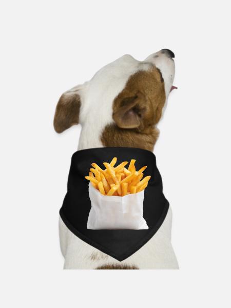 French Fries Bag Fast Food - Dog Bandana - black - Front