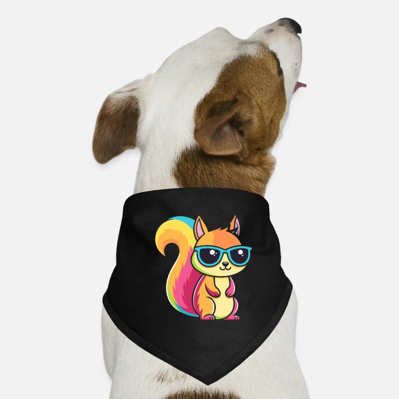 Regenbogen-Eichhörnchen mit Brille Hunde-Bandana