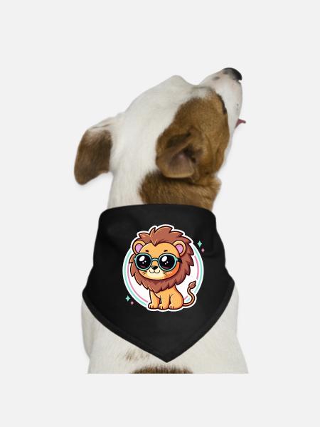 Lionceau lunettes pastel - Bandana pour chien - noir - Devant