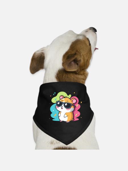 Hamster Fun Lunettes Cool - Bandana pour chien - noir - Devant