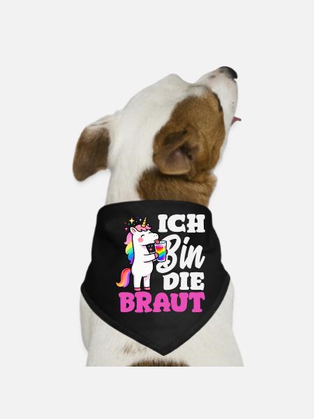 Ich Bin Die Braut Jga Einhorn Cocktail Saufen - Hunde-Bandana - Schwarz - Vorne