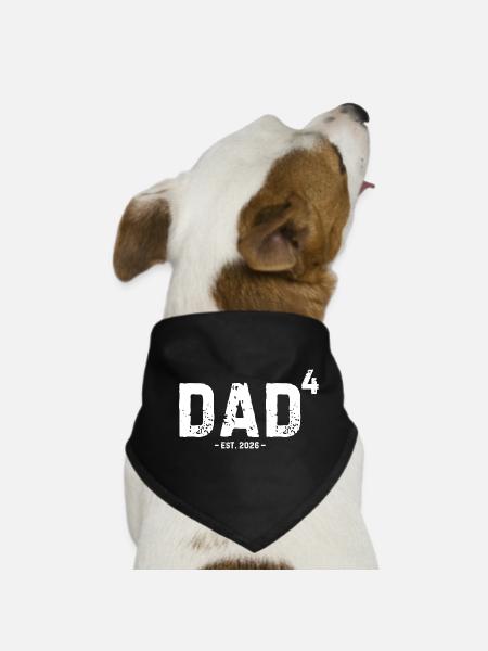 Dad4 Est 2026 Vierter Vater von vier Kindern - Hunde-Bandana - Schwarz - Vorne