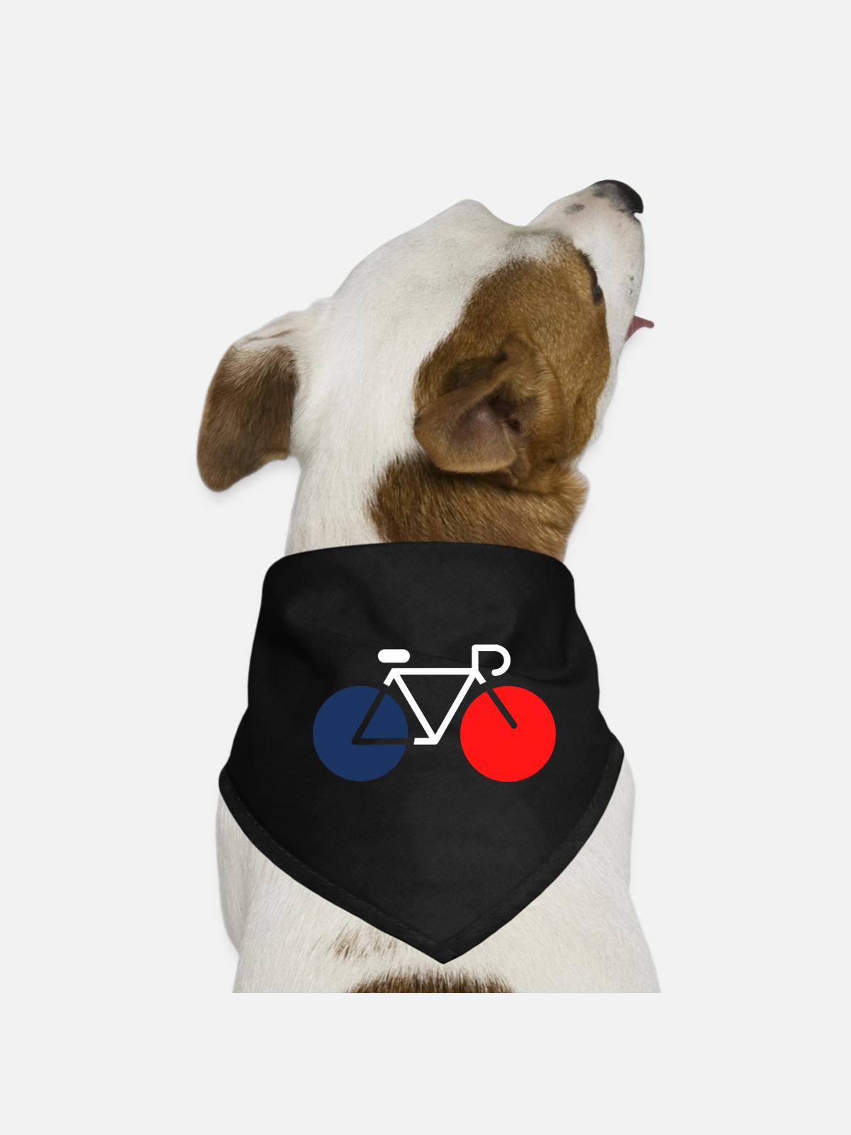 Bicycle white blue red - Dog Bandana - black - Front
