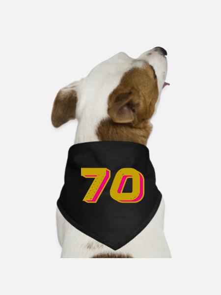 70. 70 ANS. 70e ANNIVERSAIRE. ANNIVERSAIRE 70 ANS. - Bandana pour chien - noir - Devant