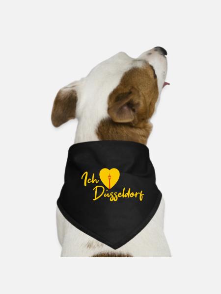 Ich liebe Düsseldorf - Schriftzug - Hunde-Bandana - Schwarz - Vorne