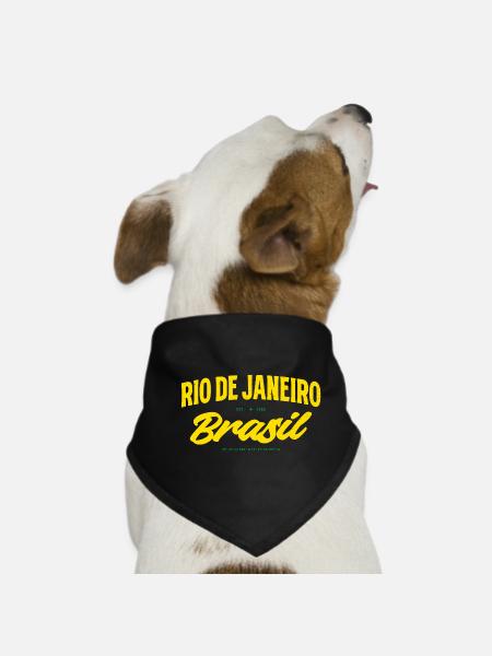 Rio de Janeiro Brésil Lettrage jaune - Bandana pour chien - noir - Devant