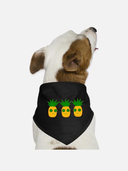 Pineapple with sunglasses summer t-shirt - Dog Bandana - black - Front
