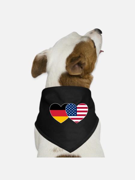 Germany USA Flag Heart - Dog Bandana - black - Front