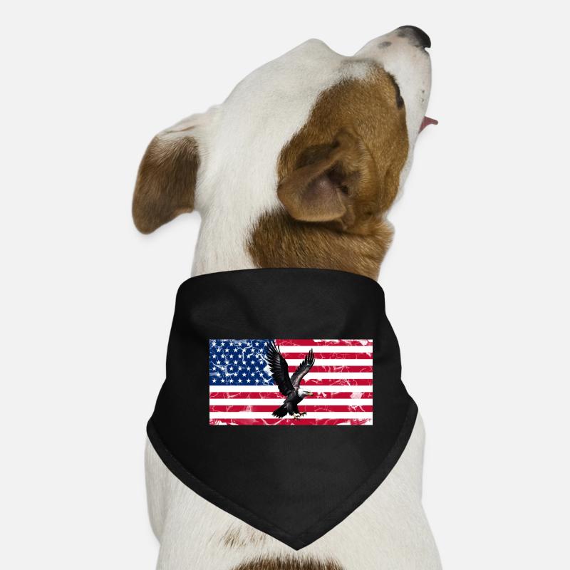 Liberty Eagle over US flag - Dog Bandana - black