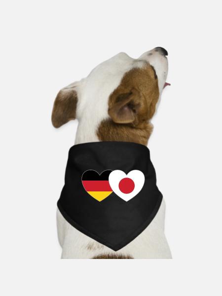 Germany Japan Flag Heart - Dog Bandana - black - Front