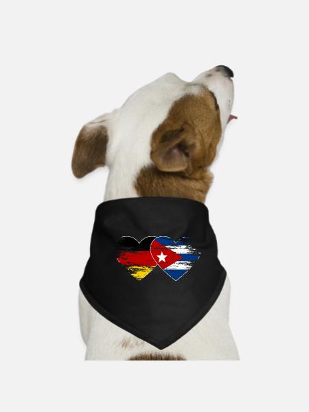Germany Cuba flag used heart - Dog Bandana - black - Front