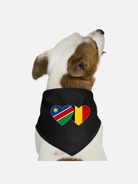 Namibie Belgique Flag Coeur - Bandana pour chien - noir - Devant