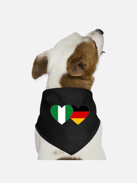 Nigeria Germany Flag Heart - Dog Bandana - black - Front