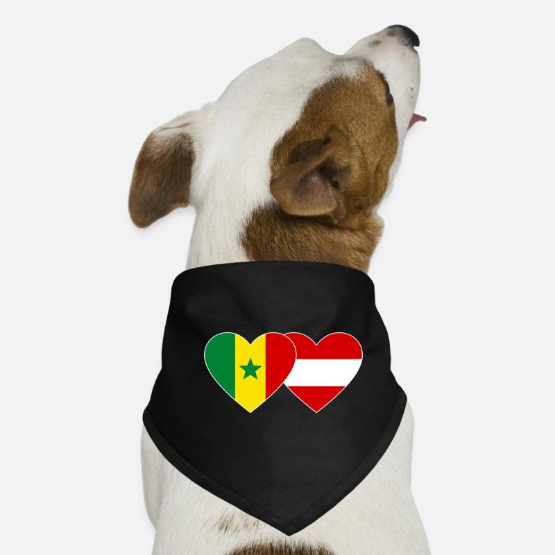 Sénégal Autriche Drapeau Mains Coeur Forme Bandana pour chien