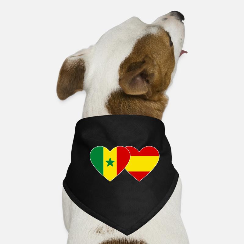Espagne Sénégal Drapeau Coeur Bandana pour chien