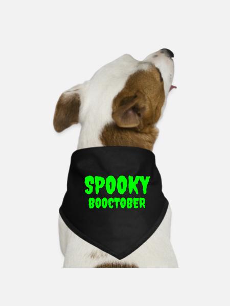 Spooky Booctober Jack-O'-Lantern Design - Dog Bandana - black - Front
