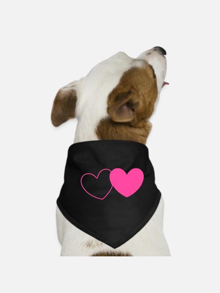 pink heart heart pink red heart pink heart pattern - Dog Bandana - black - Front