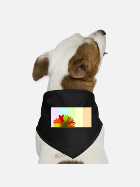 Colorful Rainbow Sunflower – Pastel Stripe Aesthet - Dog Bandana - black - Front