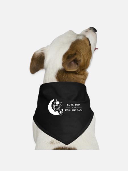 Love You To The Moon And Back Illustration - Dog Bandana - black - Front