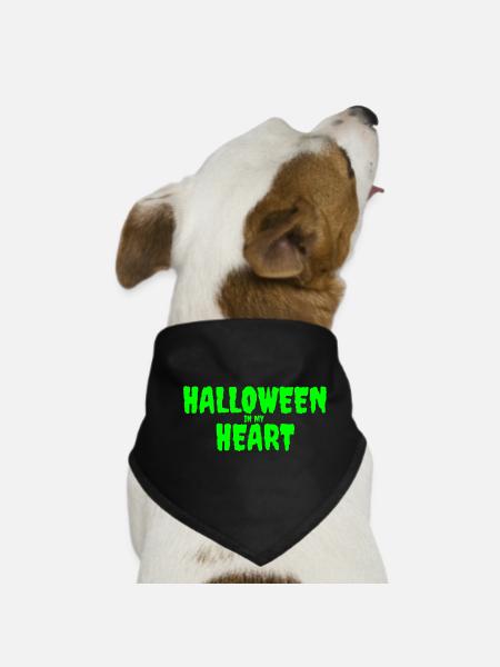Halloween in My Heart Typography Design - Dog Bandana - black - Front