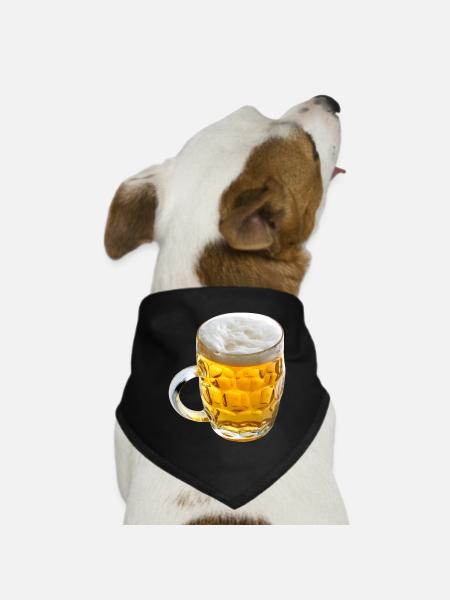 Goldenes Bierglas Motiv - Hunde-Bandana - Schwarz - Vorne