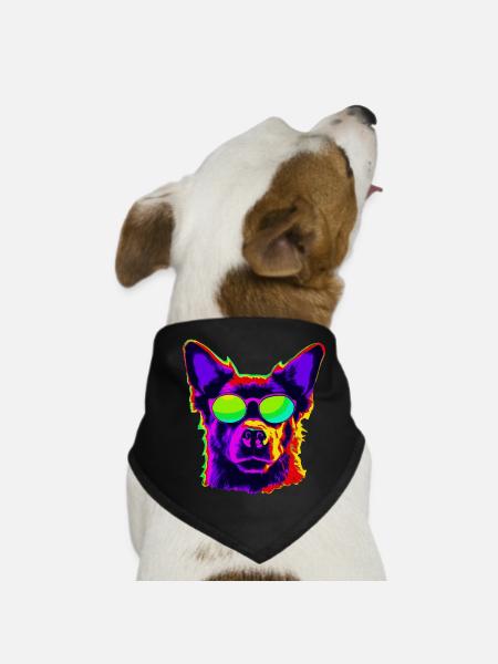 Stylish four-legged friend with sunglasses - Dog Bandana - black - Front