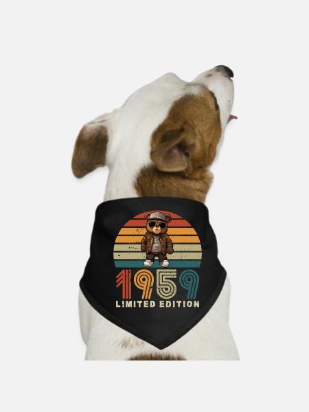 Édition limitée 1959 anniversaire Vintage rétro - Bandana pour chien - noir - Devant