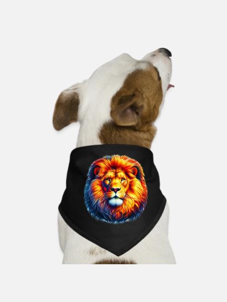 Lion - Dog Bandana - black - Front