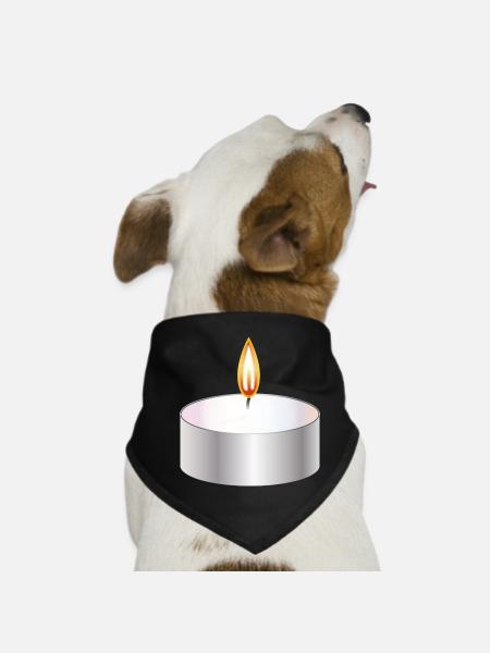 Burning Tealight Candle Simple Symbol - Dog Bandana - black - Front