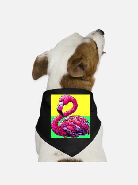 Flamingo - Hunde-Bandana - Schwarz - Vorne