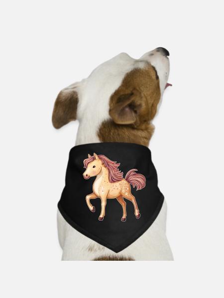 Niedliches Pferd - Hunde-Bandana - Schwarz - Vorne