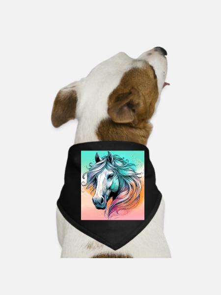 Pferd - Hunde-Bandana - Schwarz - Vorne