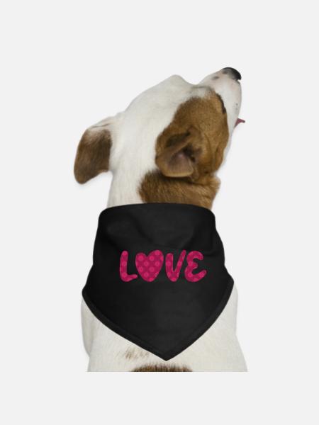 Love Love Fabric Pattern Valentine's Day Heart Wedding - Dog Bandana - black - Front