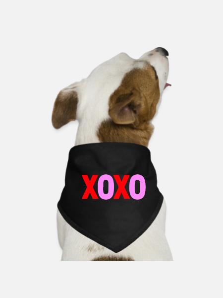 XOXO Love Valentine Textdesign - Hunde-Bandana - Schwarz - Vorne