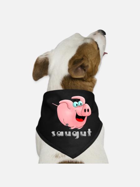 Aspiration - truie - porcelets - Bandana pour chien - noir - Devant