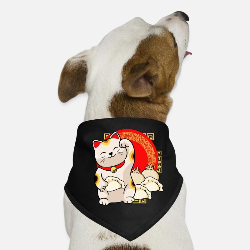 Glückskatz Und Dumplings - Hunde-Bandana - Schwarz