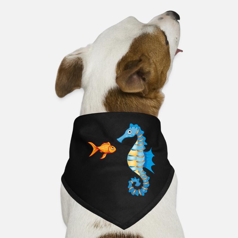 cute comic goldfish and seahorses Dog Bandana