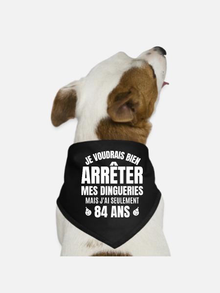 anniversaire 84 ans, anniversaire - Bandana pour chien - noir - Devant