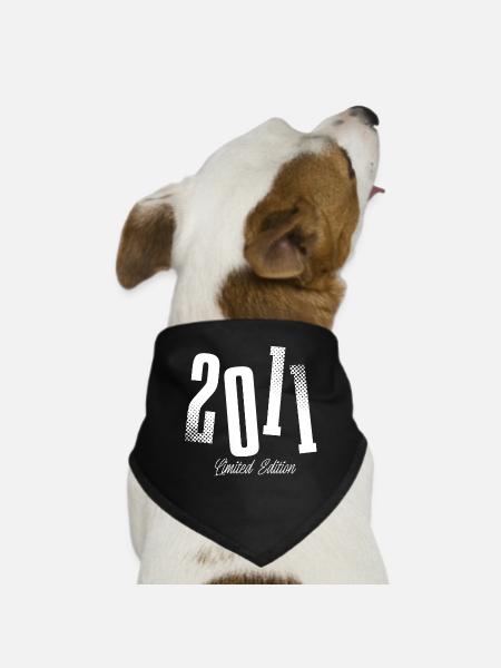 2011 Jahrgang Geburtstag Baujahr Geboren - Hunde-Bandana - Schwarz - Vorne
