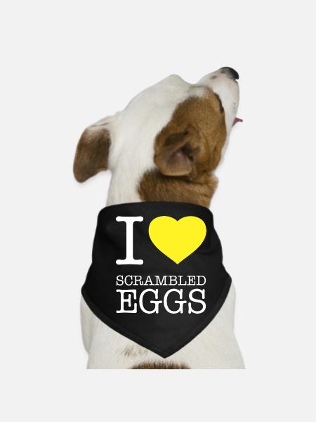 I LOVE SCRAMBLED EGGS Rührei - Hunde-Bandana - Schwarz - Vorne