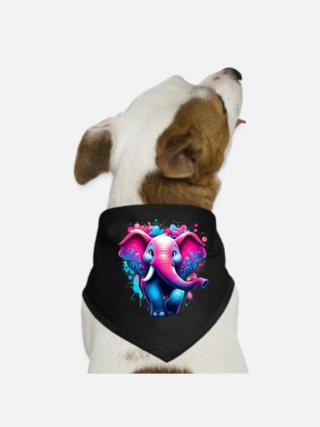 Elefant - Hunde-Bandana - Schwarz - Vorne