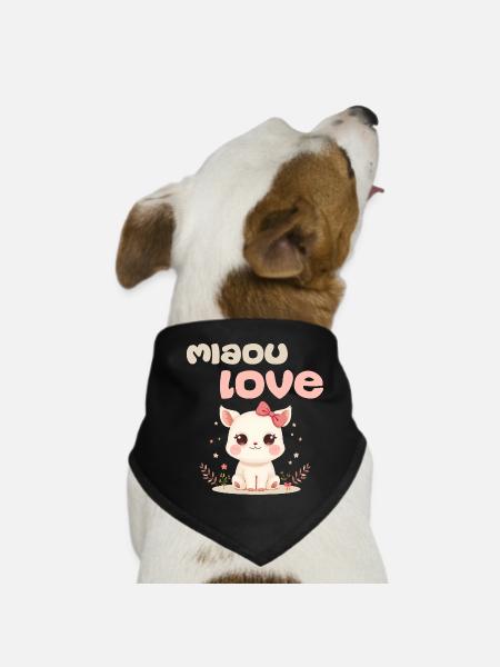 Meow Love Character by Helfspawn - Dog Bandana - black - Front