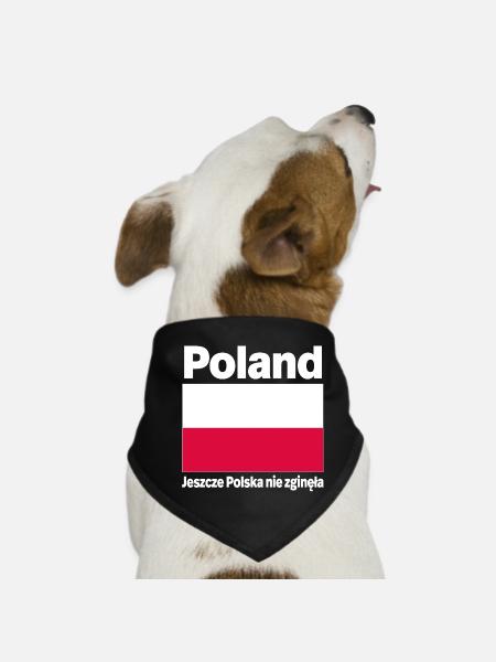Polen Flagge mit patriotischem Slogan - Hunde-Bandana - Schwarz - Vorne